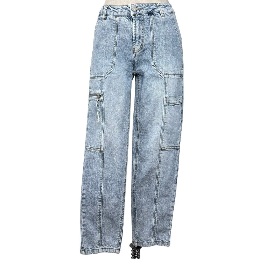 Habitual Denim Carpenter Jeans Utility Light Wash Mid Rise Crop Ankle 0/25